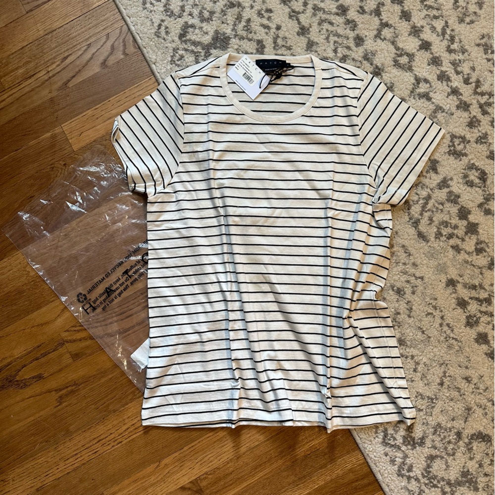 HATCH {NWT} Organic Pima Cotton Nursing Tee | Small | black and white striped